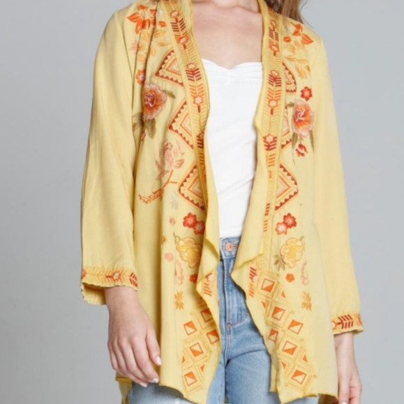 NWT Driftwood Abby Harvest Embroidered Kimono/Jacket Large - Picture 1 of 16